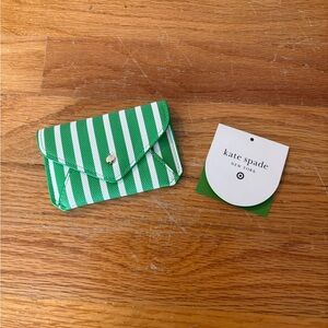 Kate Spade x Target Green and White Striped Card Wallet